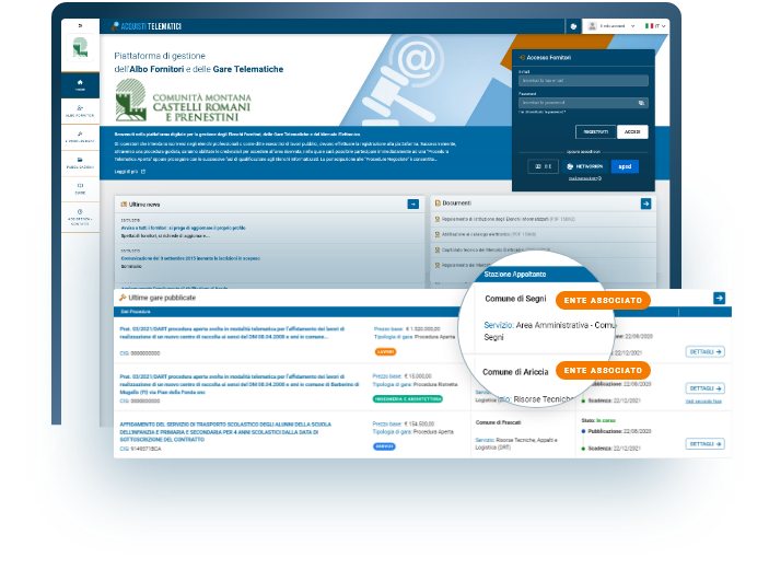 Anteprima piattaforma gestione procurement pubblico per CUC e stazioni appaltanti qualificate, pubblicazione gare, appalti avvisi